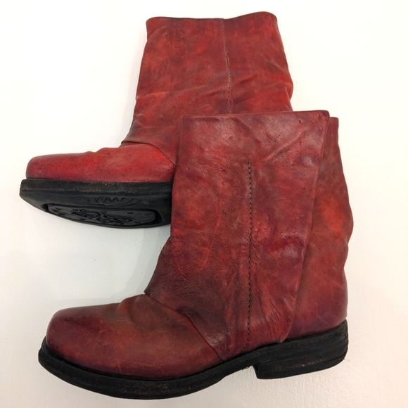 A.S.98 Red Ankle Boots - Picture 4 of 10